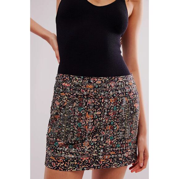 Free People Embellished Mini Skirt - Picture 1 of 8